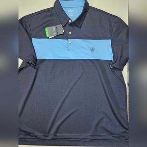 Mens‎ Golf Polo XL Chaps Blue Colorblock Moisture Wicking Stretch Comfort